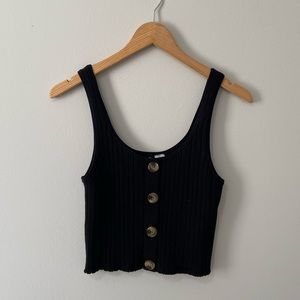 H&M Buttoned Ribbed Tank Top (Size: M) (Color: Black)